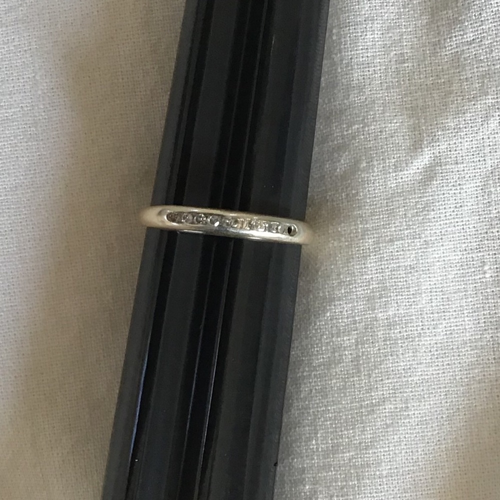 Thin 14k Solid Gold Ring. Tiny,Inset Real Diamonds - image 1